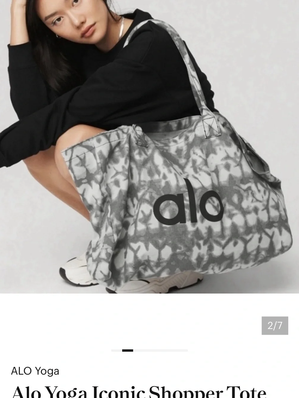 ALO Yoga Gray Tie-Dye Iconic Shopper Tote